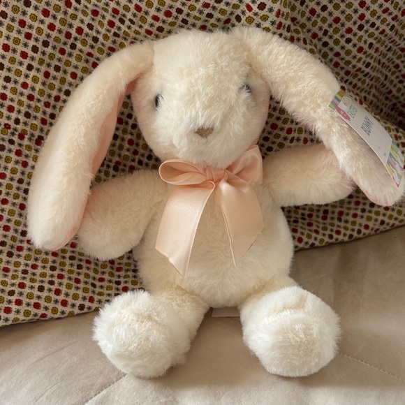 Set of 2 Plush Easter Bunnies NEW SOFT Ivory & Gray 10" Stuffed Animal Rabbit - Picture 7 of 10
